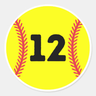 Softball Player Jersey Favourite Number #12 Classic Round Sticker