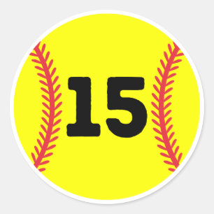 Softball Player Jersey Favourite Number #15 Classic Round Sticker
