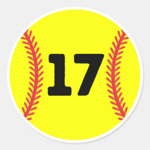 Softball Player Jersey Favourite Number #17 Classic Round Sticker