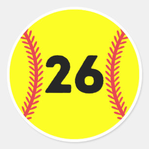 Softball Player Jersey Favourite Number #26 Classic Round Sticker