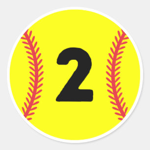 Softball Player Jersey Favourite Number #2 Classic Round Sticker