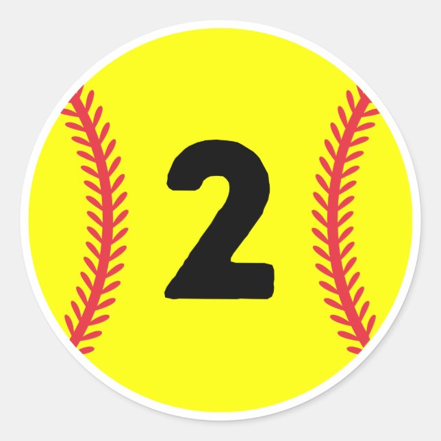 Softball Player Jersey Favourite Number #2 Classic Round Sticker (Front)