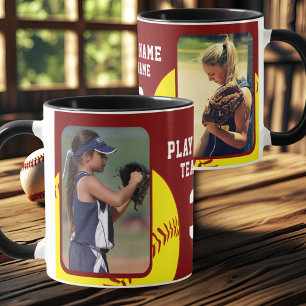 Softball Player Name Number Team 2 Photos Mug