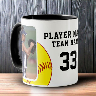 Softball Player Name Number Team 2 Photos Mug