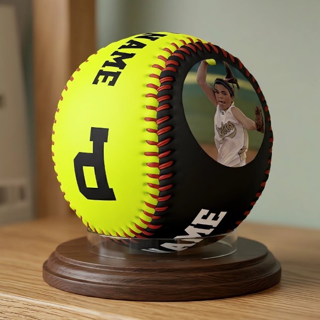 Softball Player Photo Team Name and Number Custom (Custom softballs for fastpitch softball players and fans. Great for fastpitch softball seniors!)