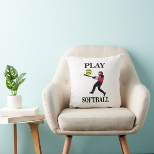 Softball Player Play Softball Cushion