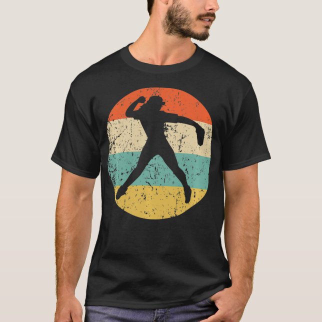 Softball Player Silhouette Retro Sports Pullover  (Front)