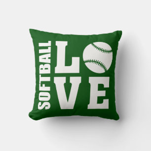 Softball Players, Love Softball, Green Cushion