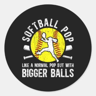 Softball Pop Grandpa Funny Pop Of A Softball Playe Classic Round Sticker
