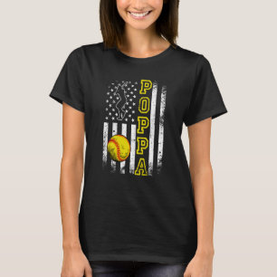 Softball Poppa American Flag Vintage Softball T-Shirt