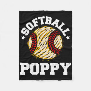 Softball Poppy Distressed Vintage Funny Grandpa Ga Fleece Blanket