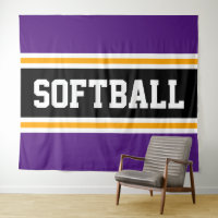 SOFTBALL Purple Black White Yellow Racing Stripes