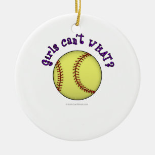 Softball-Purple Ceramic Tree Decoration