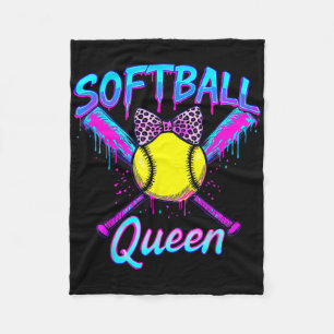Softball Queen Graphic For Women Girls Ice Cream D Fleece Blanket
