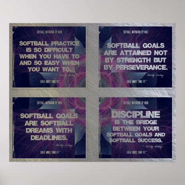 Softball Quotes Geometric Collage 5-8 Poster (Front)