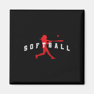 Softball Red Team Player Varsity Text Magnet