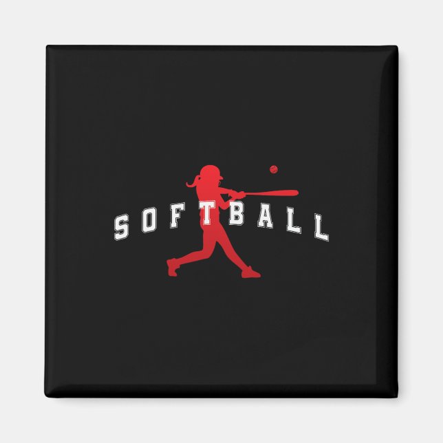 Softball Red Team Player Varsity Text  Magnet (Front)