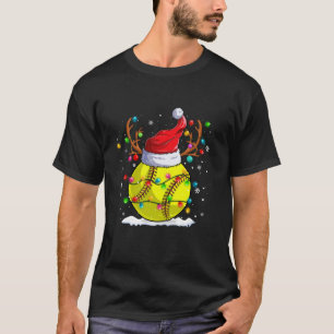 Softball Reindeer Christmas Santa Hat Xmas Nativit T-Shirt