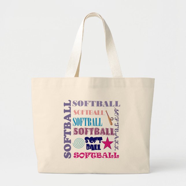 Softball Repeating Large Tote Bag (Front)