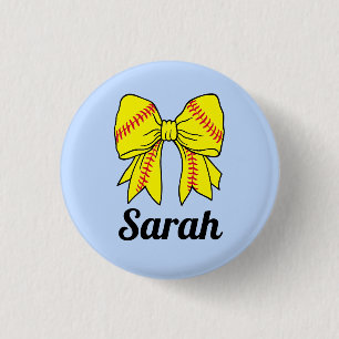 Softball Ribbon Bow Custom 3 Cm Round Badge