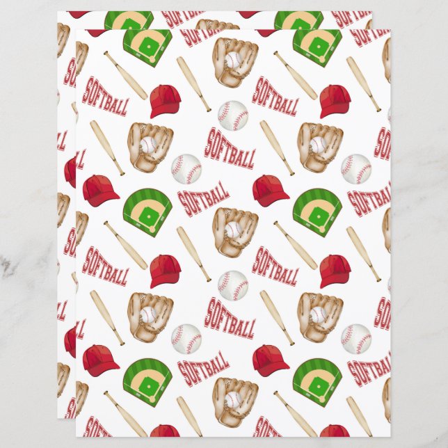 Softball Scrapbook Paper (Front/Back)