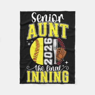 Softball Senior Aunt 2026 Softball Senior Auntie Fleece Blanket
