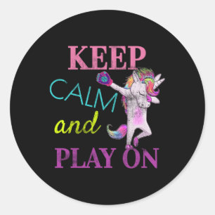 Softball Shirt Unicorn Dabbing Girls Keep Calm And Classic Round Sticker
