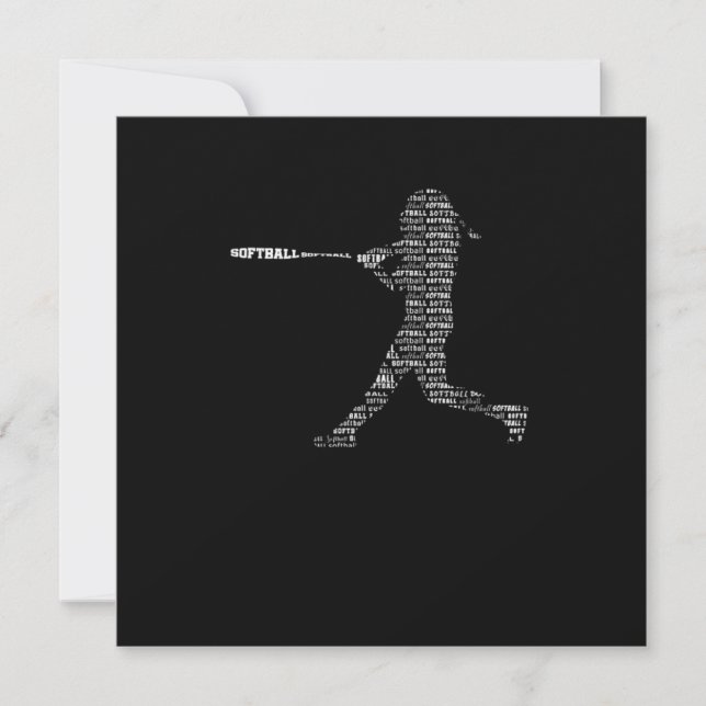Softball Silhouette Ball Bat Player Game Glove Gif Invitation (Front)