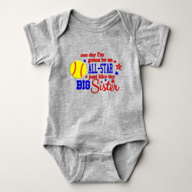 Softball Sister Baby Bodysuit (Front)