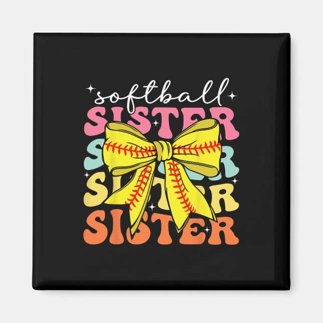 Softball Sister Coquette Bow Softball Sister Game  Magnet (Front)