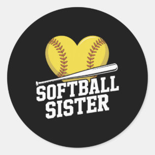 Softball Sister Fastpitch Family Matching Fan  Classic Round Sticker