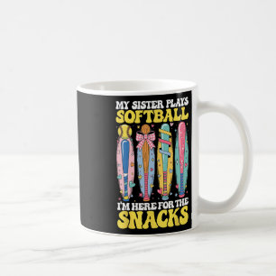 Softball Sister Here For Snacks Cheer Cute Game Da Coffee Mug