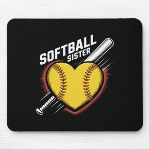 Softball Sister Life Fastpitch Heart With Bat Grap Mouse Mat
