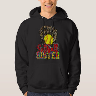 Softball Sister Mother's Day Softball Mum Life Leo Hoodie