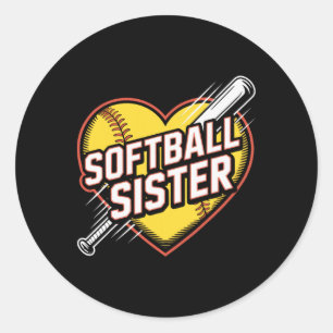 Softball Sister Pride Fastpitch Families Love Game Classic Round Sticker