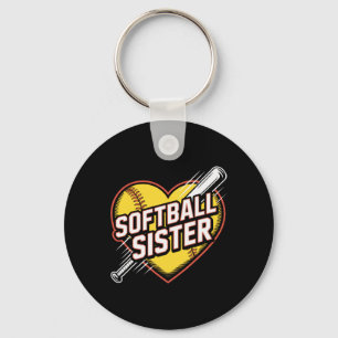 Softball Sister Pride Fastpitch Families Love Game Key Ring