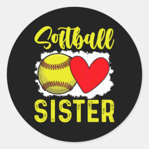 Softball Sister Softball Player Classic Round Sticker