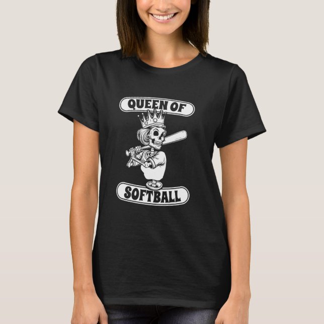 Softball Skeleton Catcher - Pitcher Batter Queen O T-Shirt (Front)