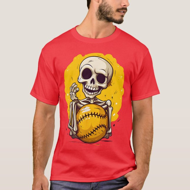 Softball Skeleton Halloween Softball Halloween boy T-Shirt (Front)