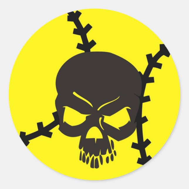 softball Skull Classic Round Sticker (Front)