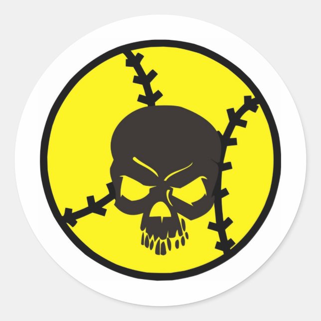 softball Skull Classic Round Sticker (Front)
