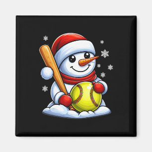 Softball Snowman Santa Hat Christmas Xmas Boys Gir Magnet