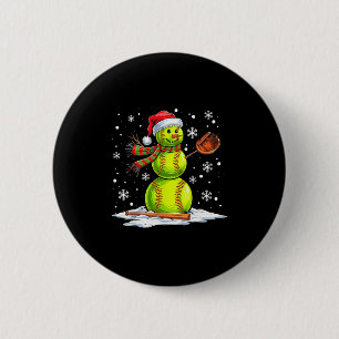 Softball Snowman Softball Player Santa Hat Christm 6 Cm Round Badge
