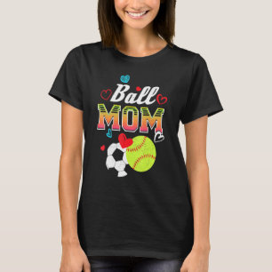 Softball Soccer Heart Design For Mom T-Shirt