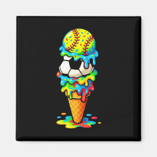 Softball Soccer Ice Cream Drip Colorful Summer Gam Magnet