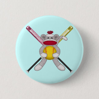 Softball Sock Monkey 6 Cm Round Badge