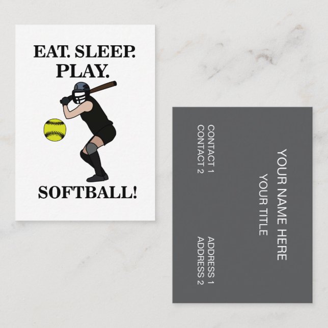Softball Sport Coach Trainer Business Card (Front/Back)