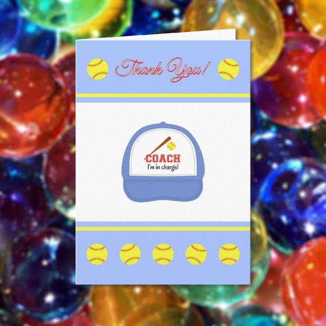 Softball sports coach thank you card (Creator Uploaded)