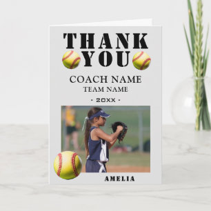 Softball Sports Photo Coach  Thank You Card