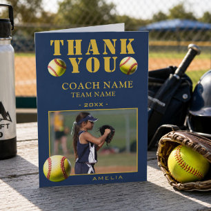 Softball Sports Photo Coach  Thank You Card
